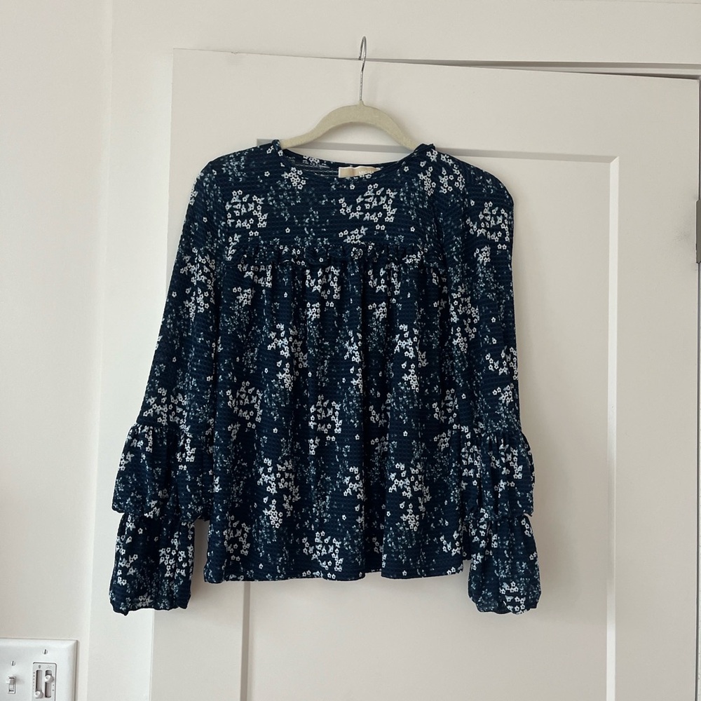 Michael Kors Navy Blue Floral Blouse